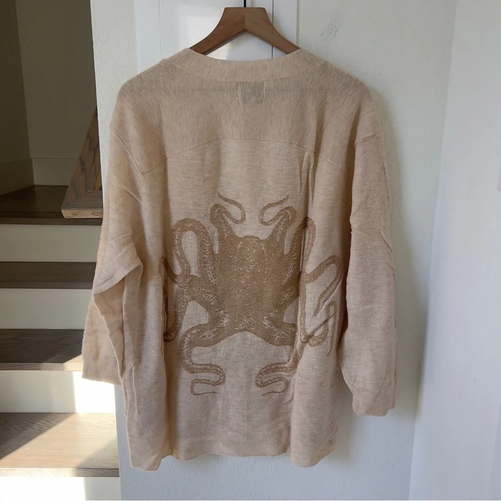 KOCH Longfellow Octopus Cardigan in Tan / Beige